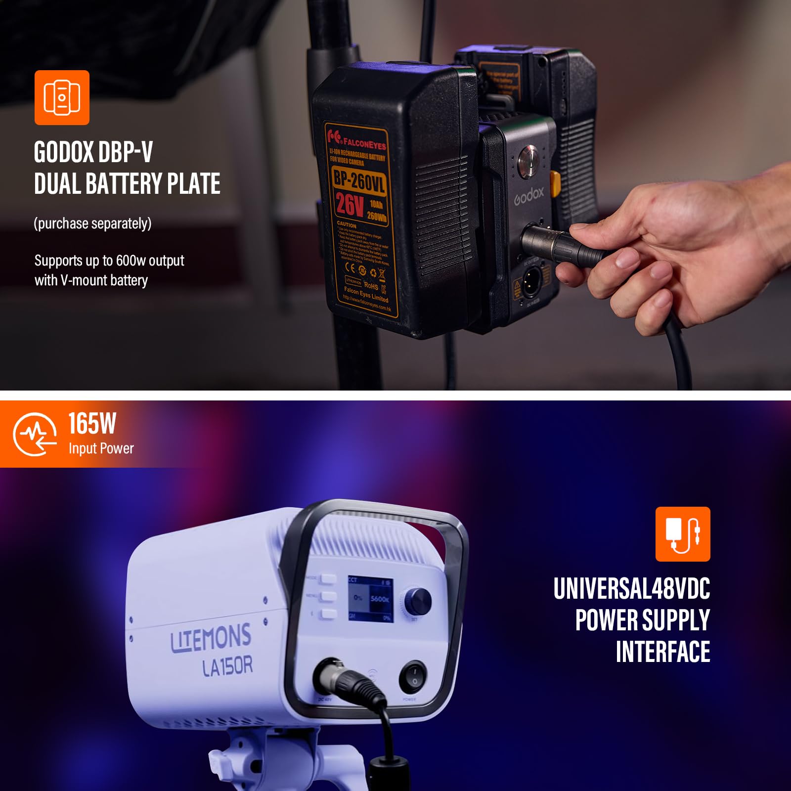 Godox LA300R RGB LED lampa wideo z torbą do przenoszenia, 330 W, 102000 Lux, 1 m, jasne, ciągłe światło, 1800 K-10000 K, Bowens Mount RGB LED, światło ciągłe z 14 efektami FX do wideografii