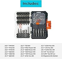 Vista 5 de BLACK+DECKER BLACK + DECKER - Juego de puntas de destornillador, 40 piezas (BDAST40SETFF)