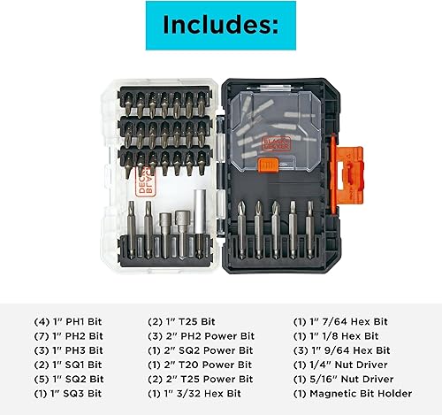 Miniatura 5 de BLACK+DECKER BLACK + DECKER - Juego de puntas de destornillador, 40 piezas (BDAST40SETFF)