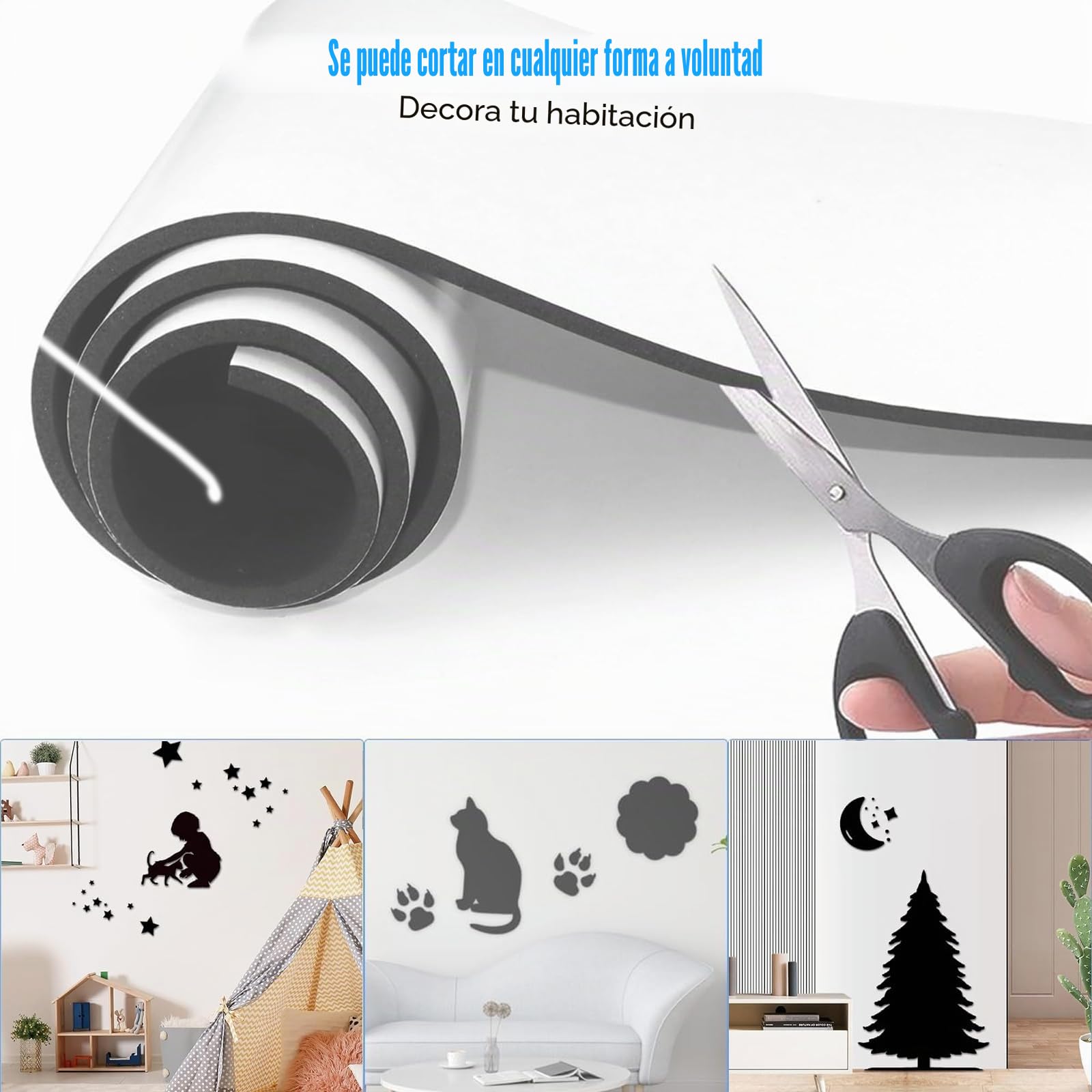 Rollo de goma espuma de neopreno autoadhesivo, Aislante acustico para Moqueta Adhesiva Coche, Ignífugo e Impermeable, Alfombra Aislante Termico 300mm x 3mm x 1.5m,Negro