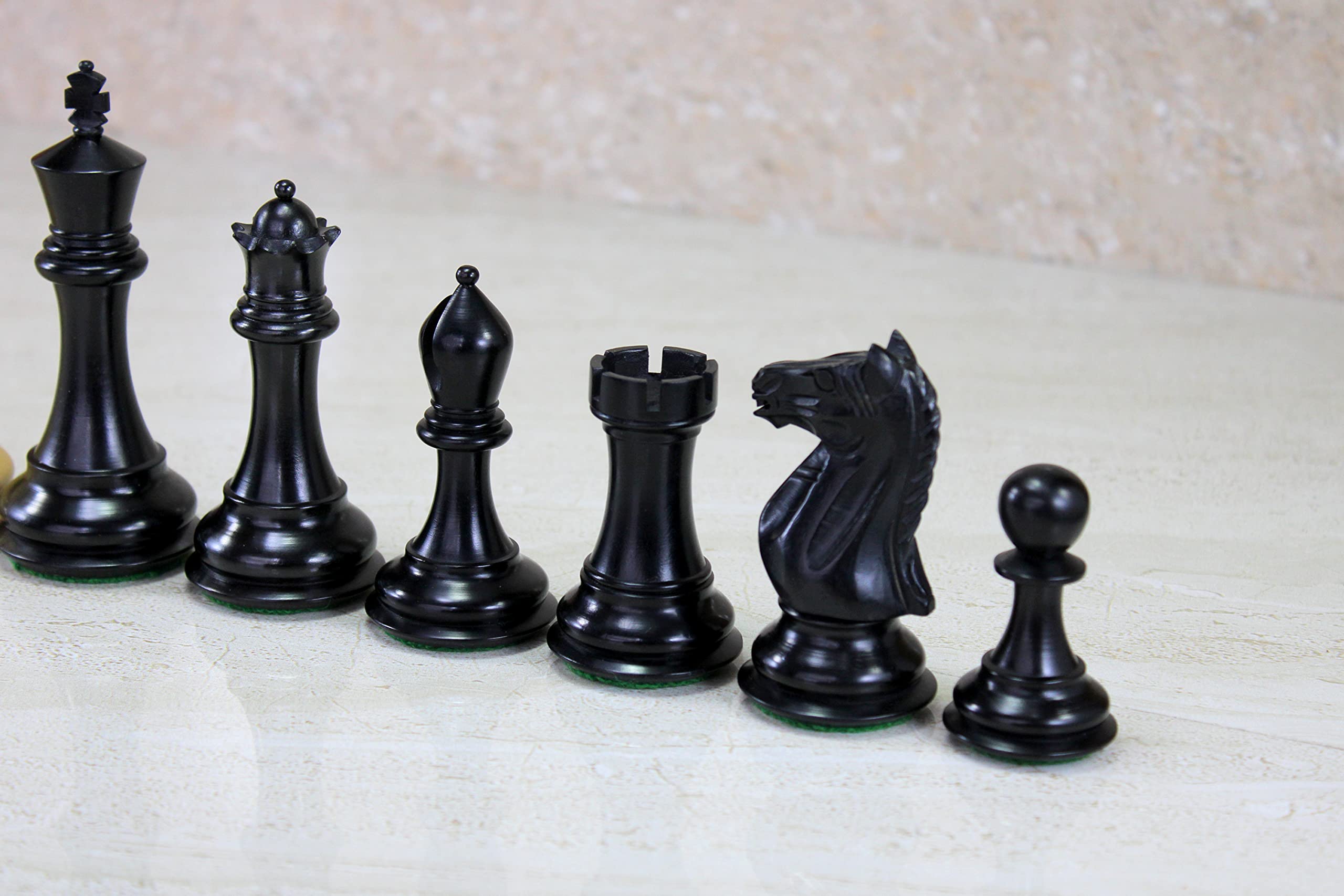 StonKraft Staunton Style Wooden Chess Pieces Chessmen Chess Coins (4" King with Extra queens), Black White, 4" Inch - Image 4