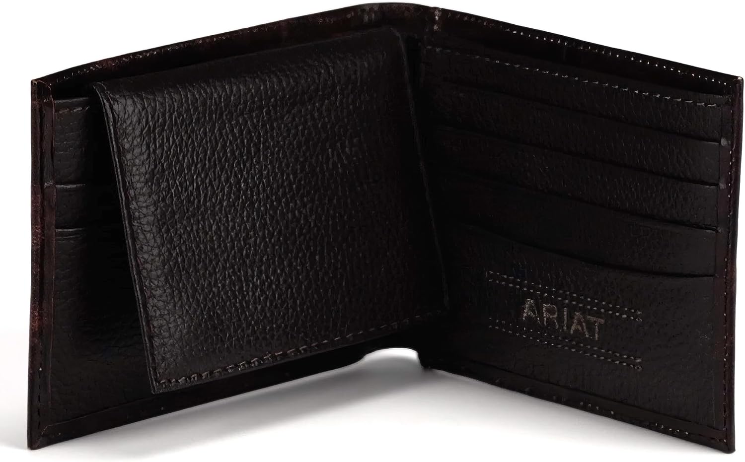 ARIAT Men's Bifold Wallet - Genuine Leather with Feather Embossed Design, Brown - Image 4