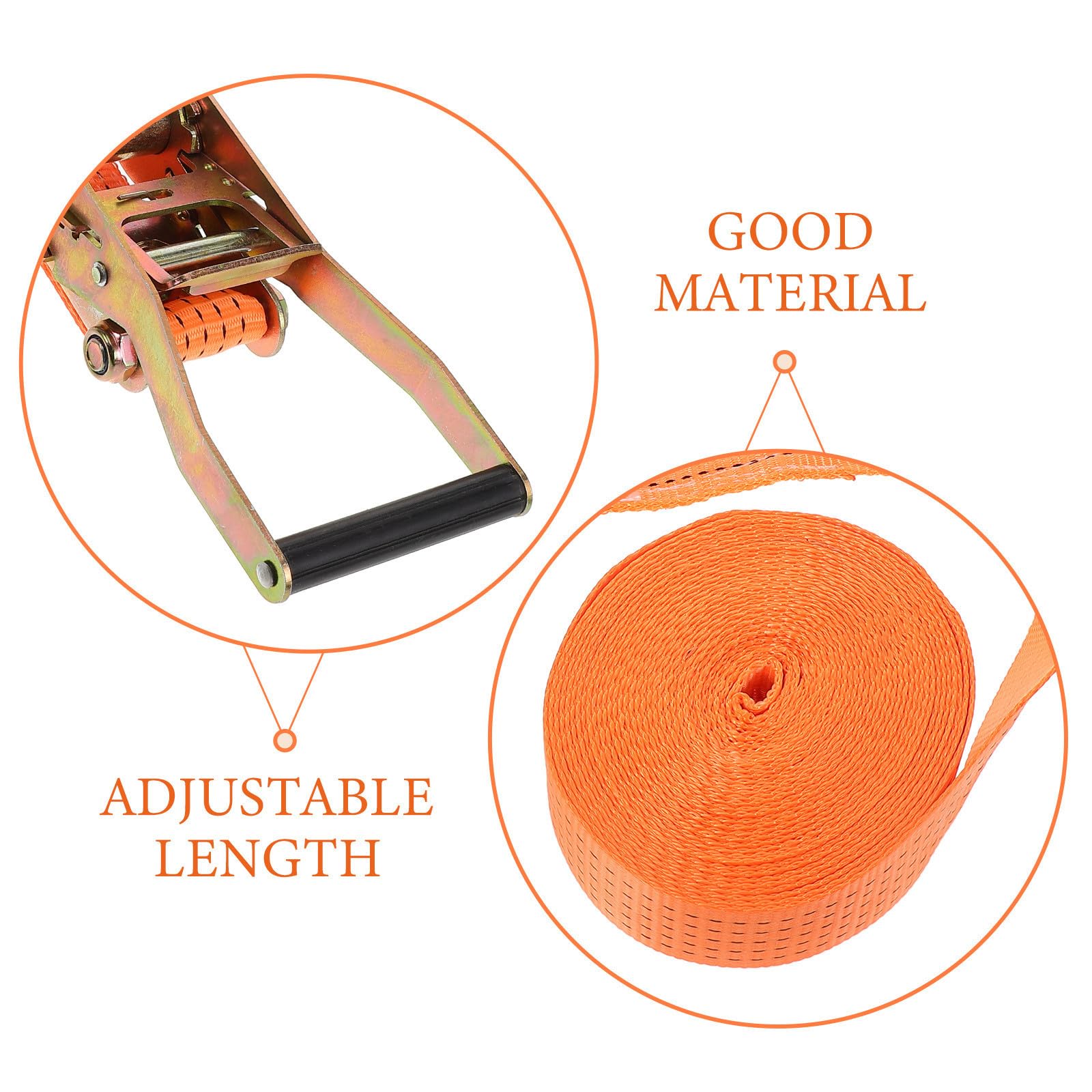 TOYANDONA Multifunktionaler Spanngurt mit Ratschenfunktion aus Polyester und Metall 3 Tonnen Tragkraft zum Sichern von Ladung im Auto und Lagerbereich Orangefarben