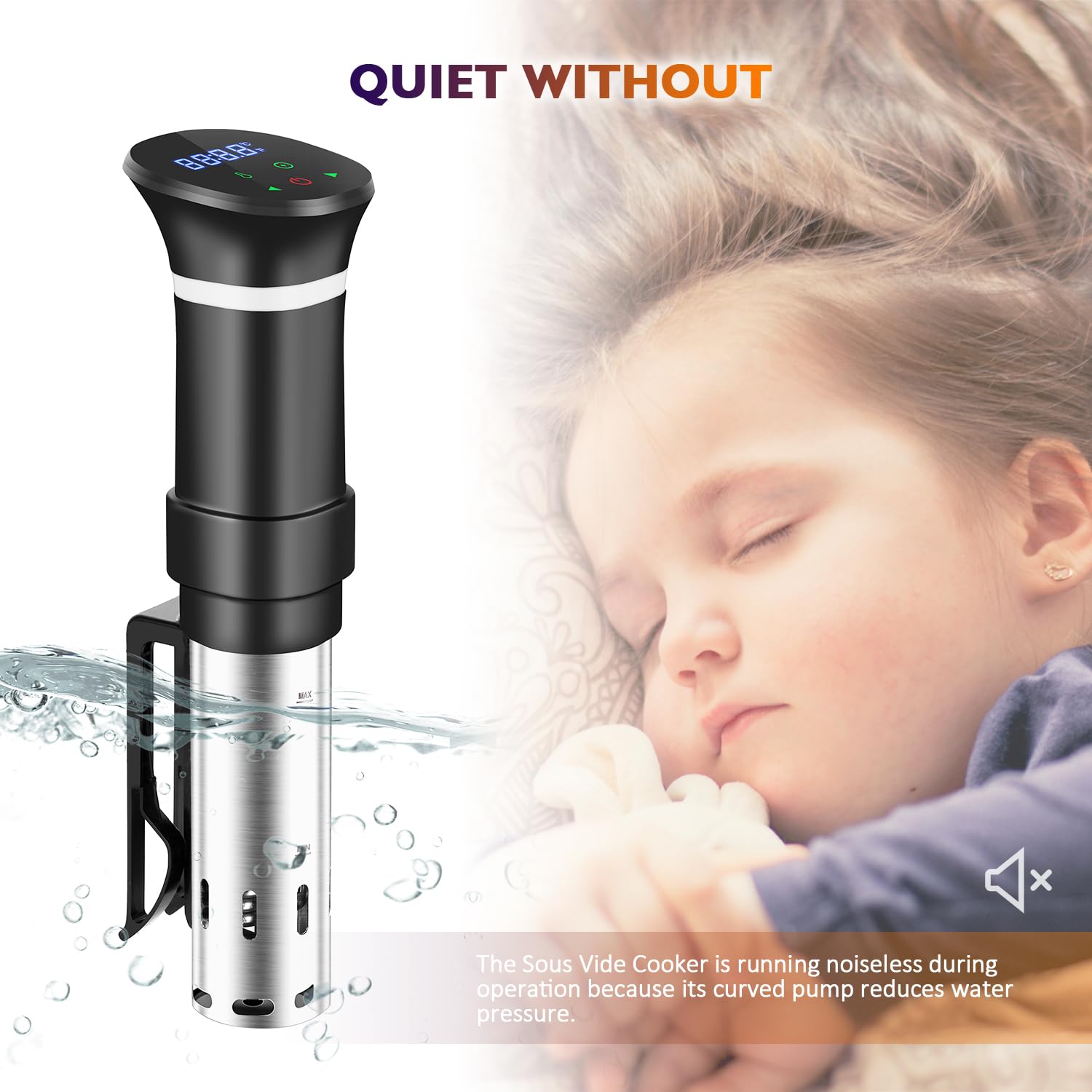 Cuiseur sous vide en acier inoxydable, mijoteuse avec écran tactile LED, 1000 W, réglage précis de la température et minuterie, livre de recettes, gris (réutilisable)