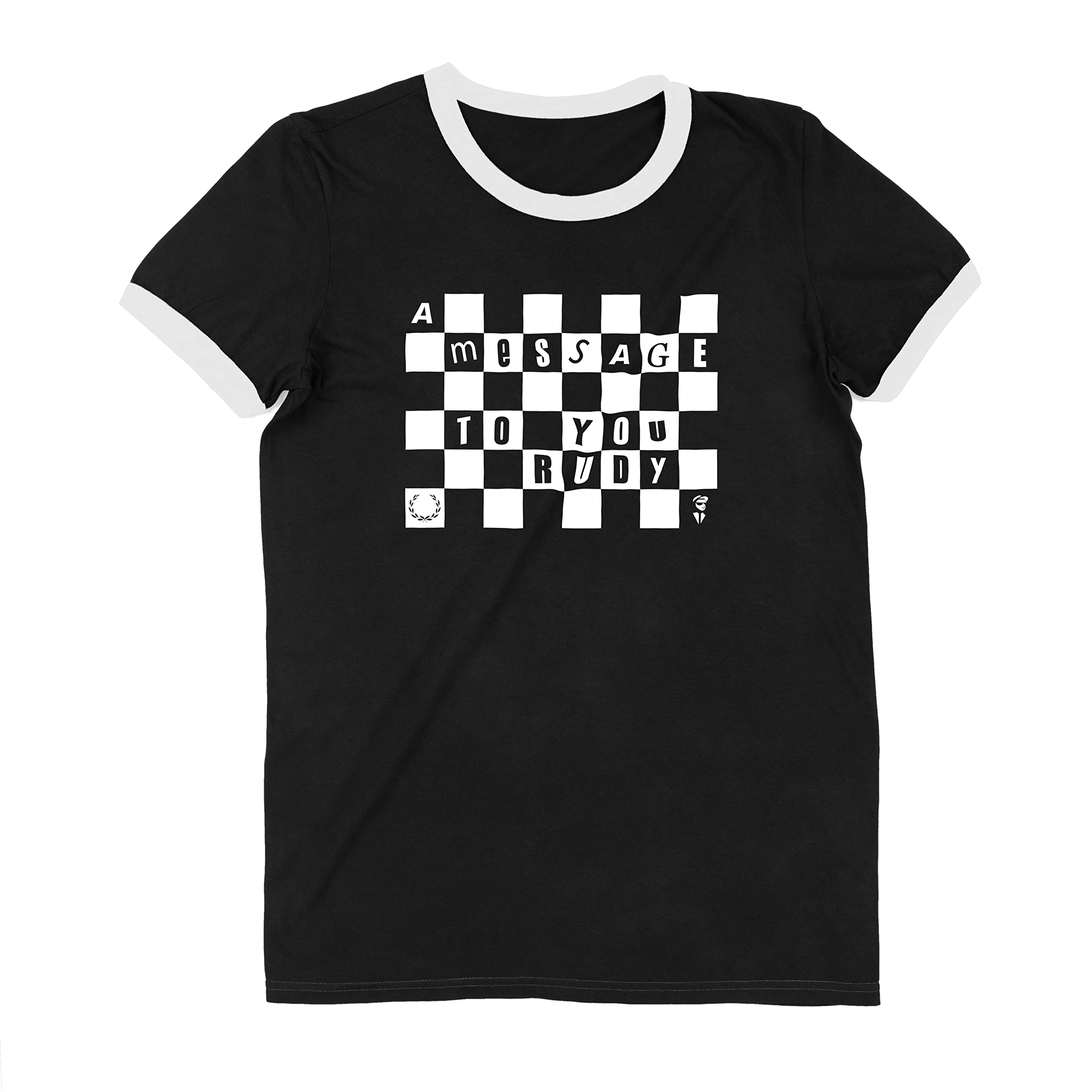 Tribal T-Shirts Men's Black A Message To You Rudy Contrast Ringer Ska T-Shirt (Large, )