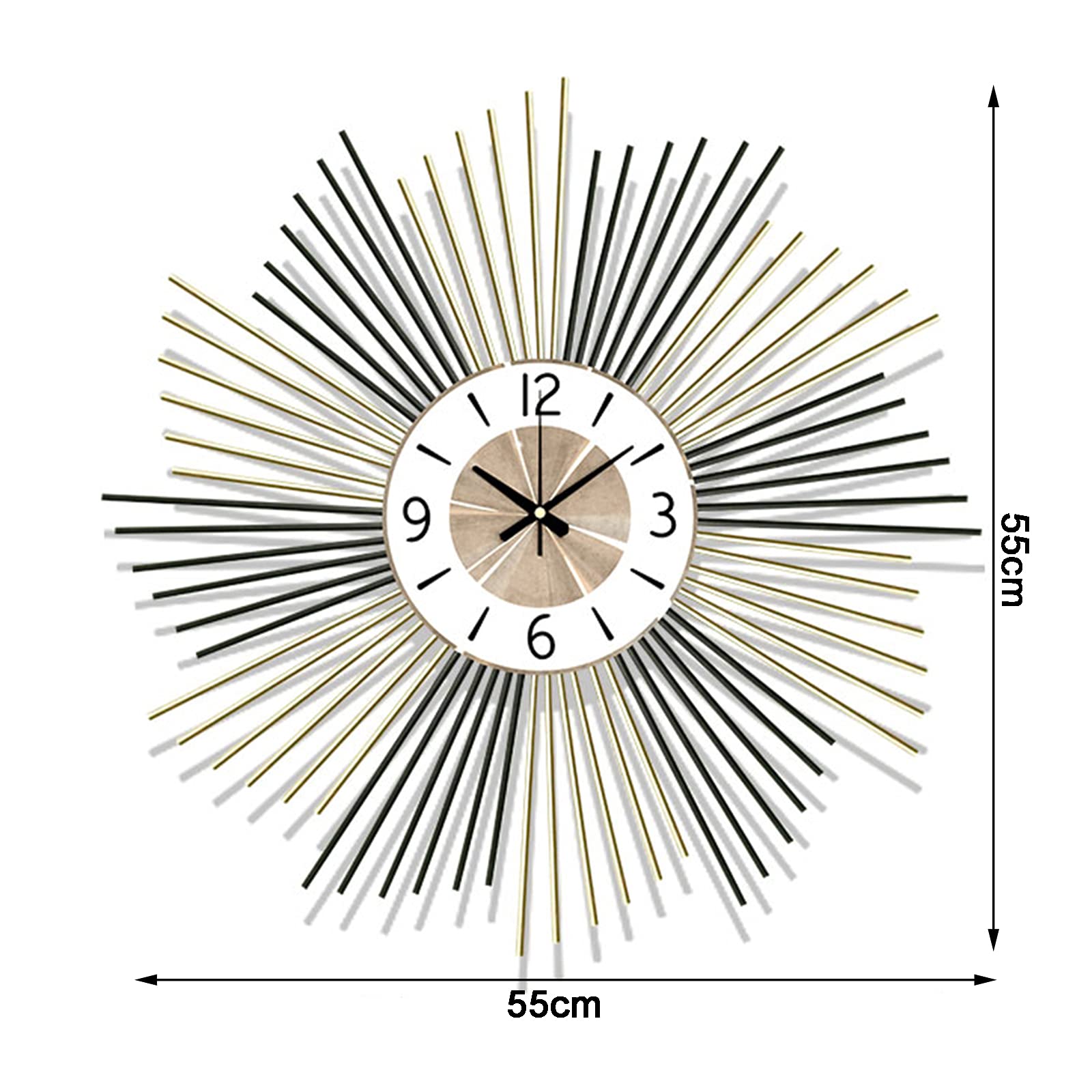 Maxstar Grote Wandklok 80CM voor Woonkamer op Batterijen, Stil, Hout