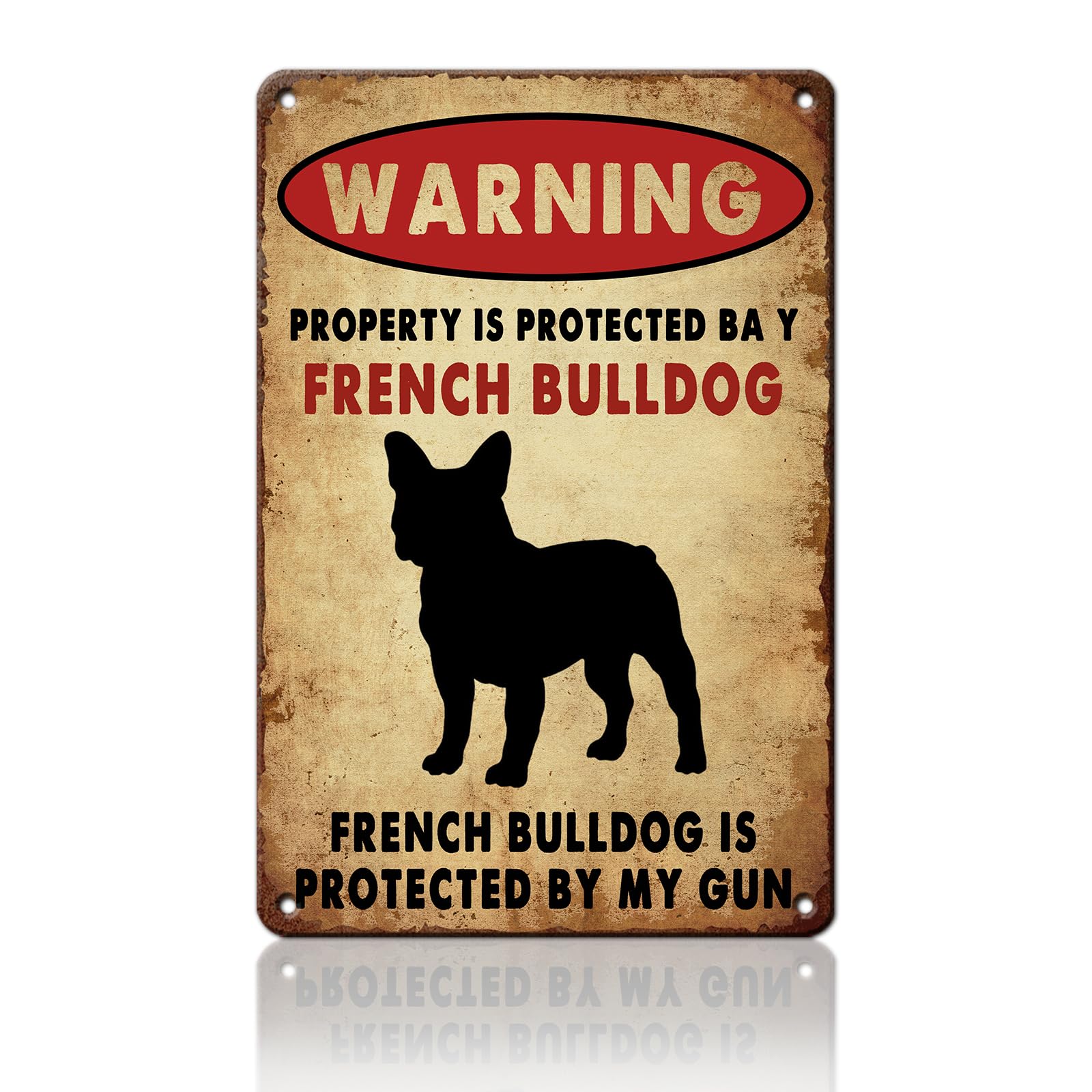 Anceky Warning French Bulldog Tin Sign Funny Metal Sign Vintage Wall Decor for Home Porch Yard Garden Outdoor 12×8 Inch