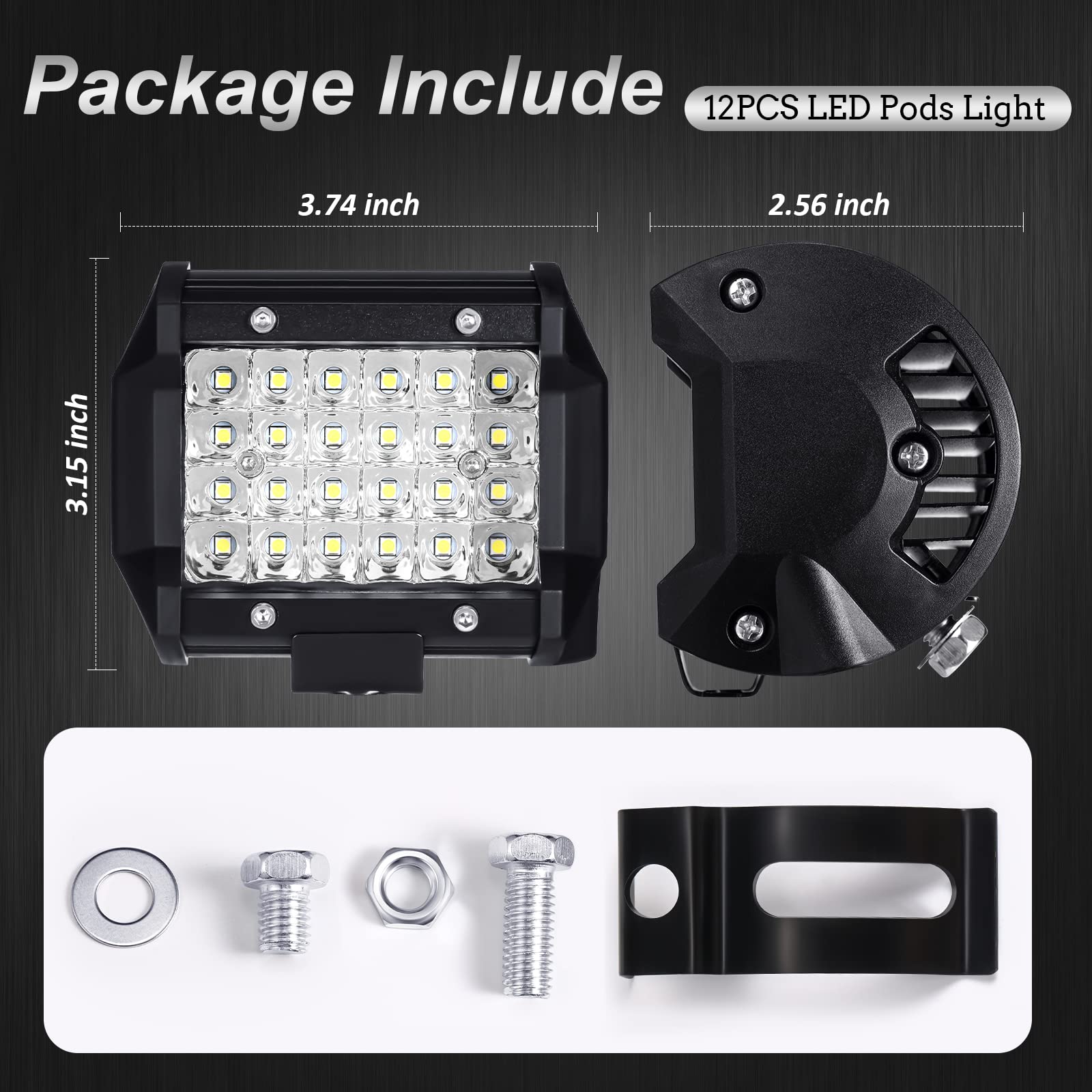 Yexiya 12 Pack LED Pods 72w 14400lm Bar Flood Spot Combo Off Road Lights for Boat Driving Fog Waterproof Pods for Truck ATV UTV SUV (4 Inch)