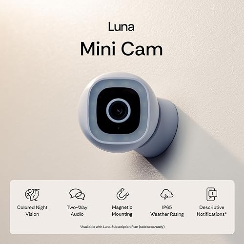 Miniatura 3 de Luna 2K - Cámara para interiores y exteriores IP65 Wi-Fi inteligente de seguridad para el hogar, enchufable, con foco, base magnética, aplicación