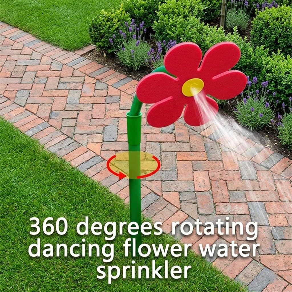 Crazy Daisy Arroseur de fleurs dansant amusant pour jardin et pelouse, jouet rotatif à 360° pour chien, arrosage du jardin d'été (jaune)