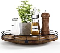AMH Farmhouse 12" Oak Lazy Susan Turntable - Walnut Wood Organizer for Kitchen Cabinet, Pantry, Countertop & Table