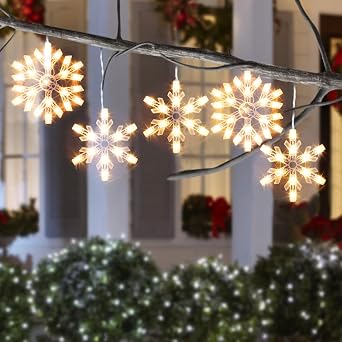 8.5 FT Snowflake Lights with 6 Drops, 100 Counts Clear Blubs Christmas String Lights, Plug in & Connectable Icicle Fairy Curtain Light Set for Xmas Home Indoor Outdoor Party Wedding Decorations