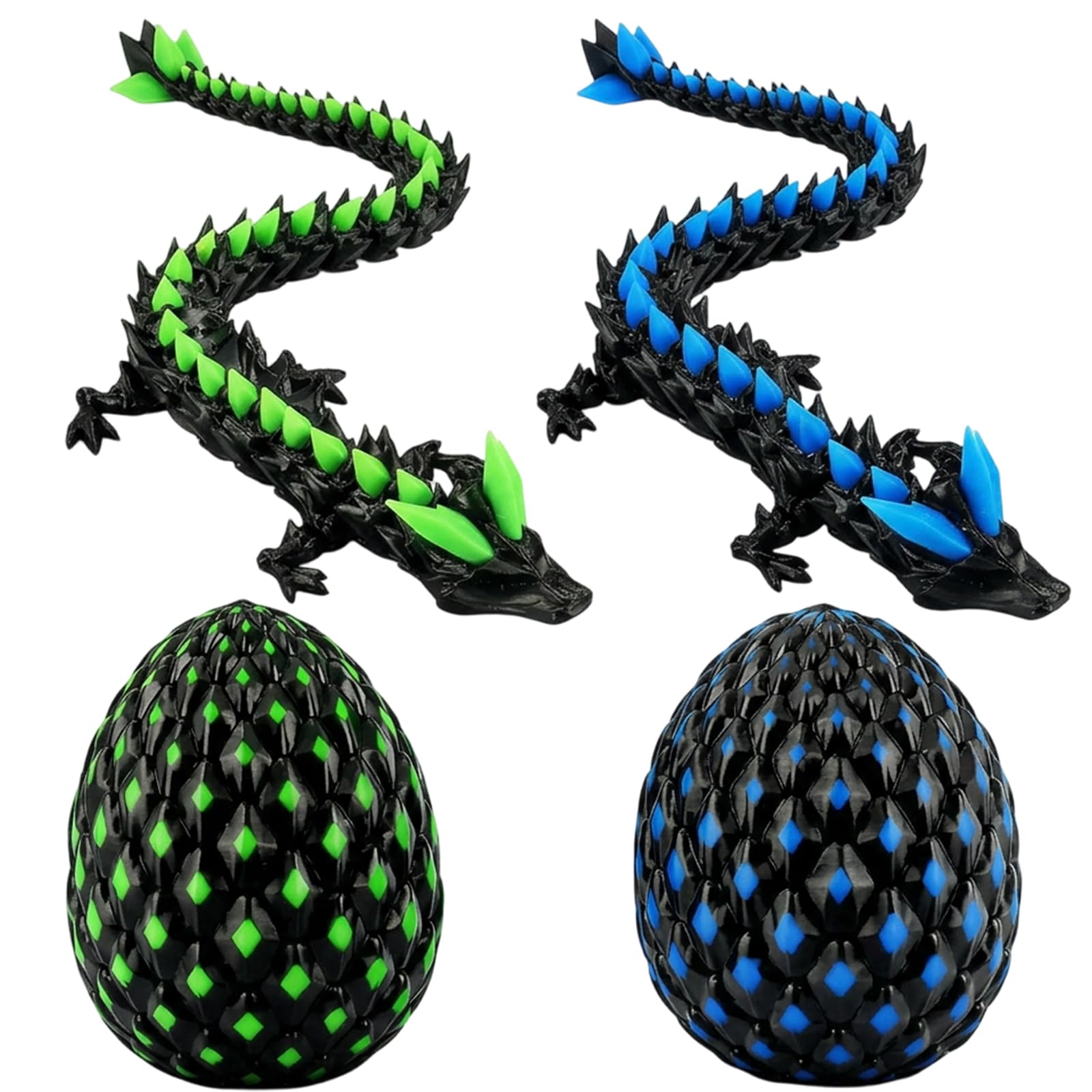 2 PCS 3D Printed Dragon Eggs Set, Dragon Egg, Glow in Dark Blue and Green Dragon Egg Collection, 3D Printed Animals Display for Home Decor, Fantasy Collectible with Night Glow Feature