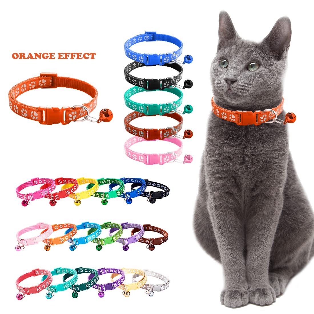 Goldtiger Katzenhalsband 2er-Set – Mit Glöckchen & Panda-Anhänger, Verstellbar 20,3-33 Cm, Sicherheitsschnalle