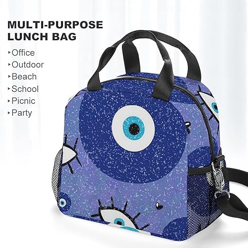 Miniatura 5 de Lonchera para mujeres y niños y niñas, divertida bolsa de almuerzo con aislamiento térmico con soporte para botella de agua y correa de hombro