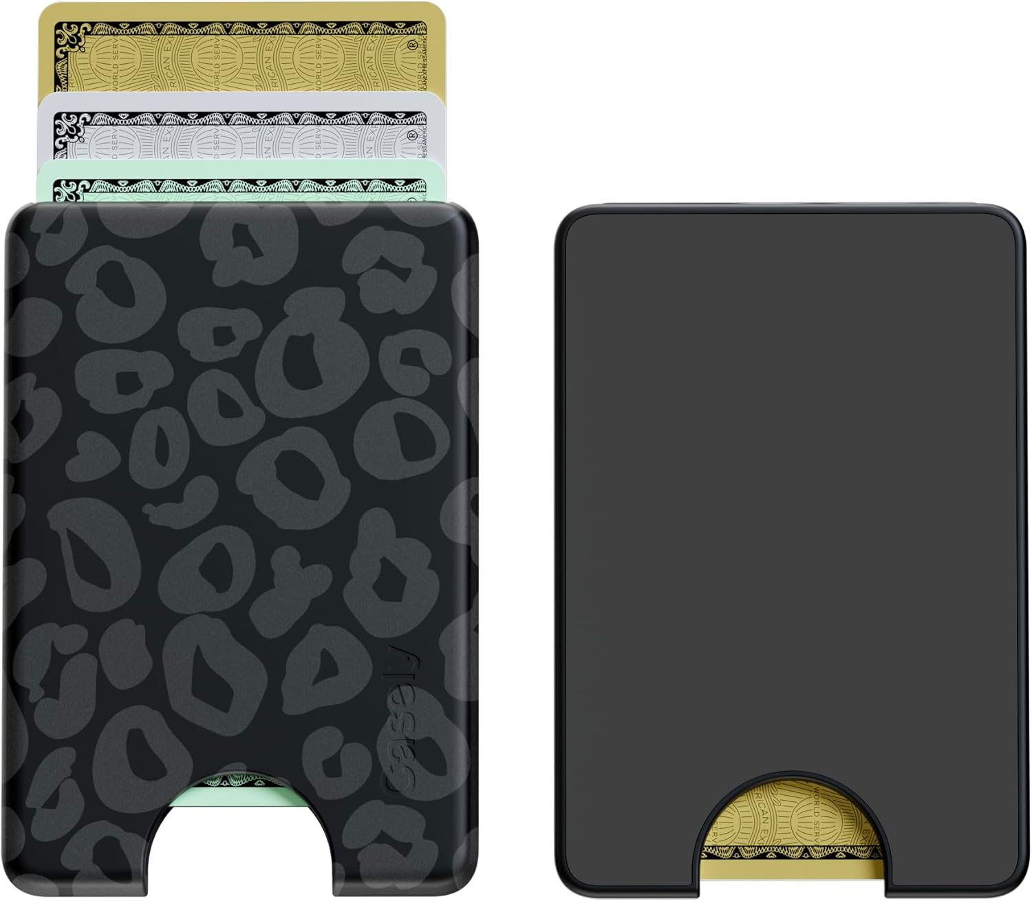Casely MagWallet | Into the Wild | Black Leopard | Slim Wallet Card Holder | Compatible with MagSafe | Soft-Touch Hard Silicone | Holds Up to 3 Cards