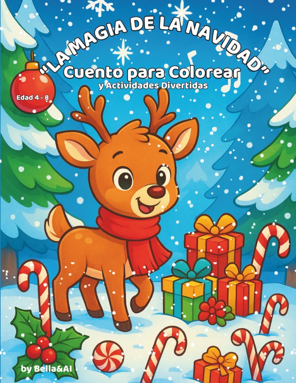 "La Magia de la Navidad": ¡La aventura del pequeño reno!: 42 páginas para colorear con cuento y actividades para niños de 4 a 8 años (Spanish Edition)