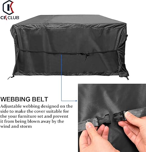 Miniatura 7 de Juego de fundas seccionales para muebles de patio, grandes, impermeables, para muebles de exterior, fundas rectangulares resistentes, 78 pulgadas de