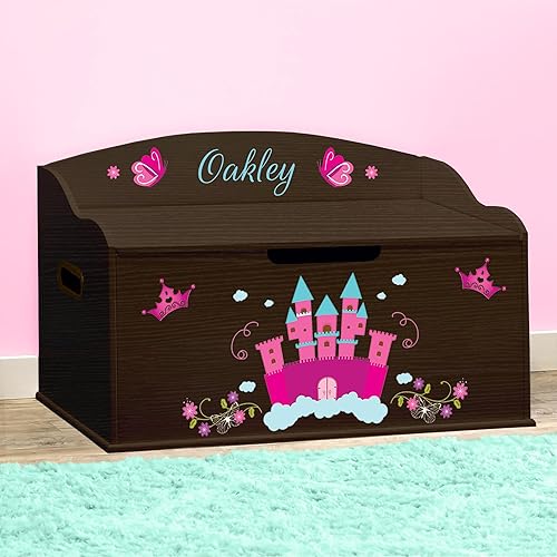 Miniatura 3 de DIBSIES Caja de juguetes personalizada Creative Wonders, princesa, 30 x 19.25 x 18 pulgadas, tapa de cierre suave (espresso)
