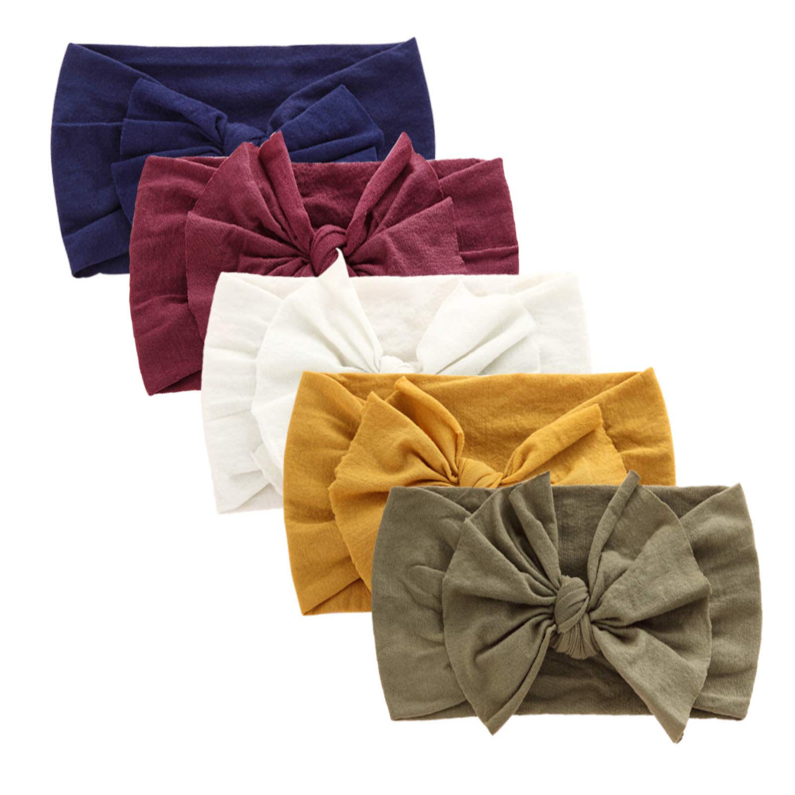 DRESHOWBQUBO 5 Pieces Baby Turban Hats Turban Bun Knot Baby Infant Beanie Baby Girl Soft Cute Toddler Cap - Multicoloured - One Size
