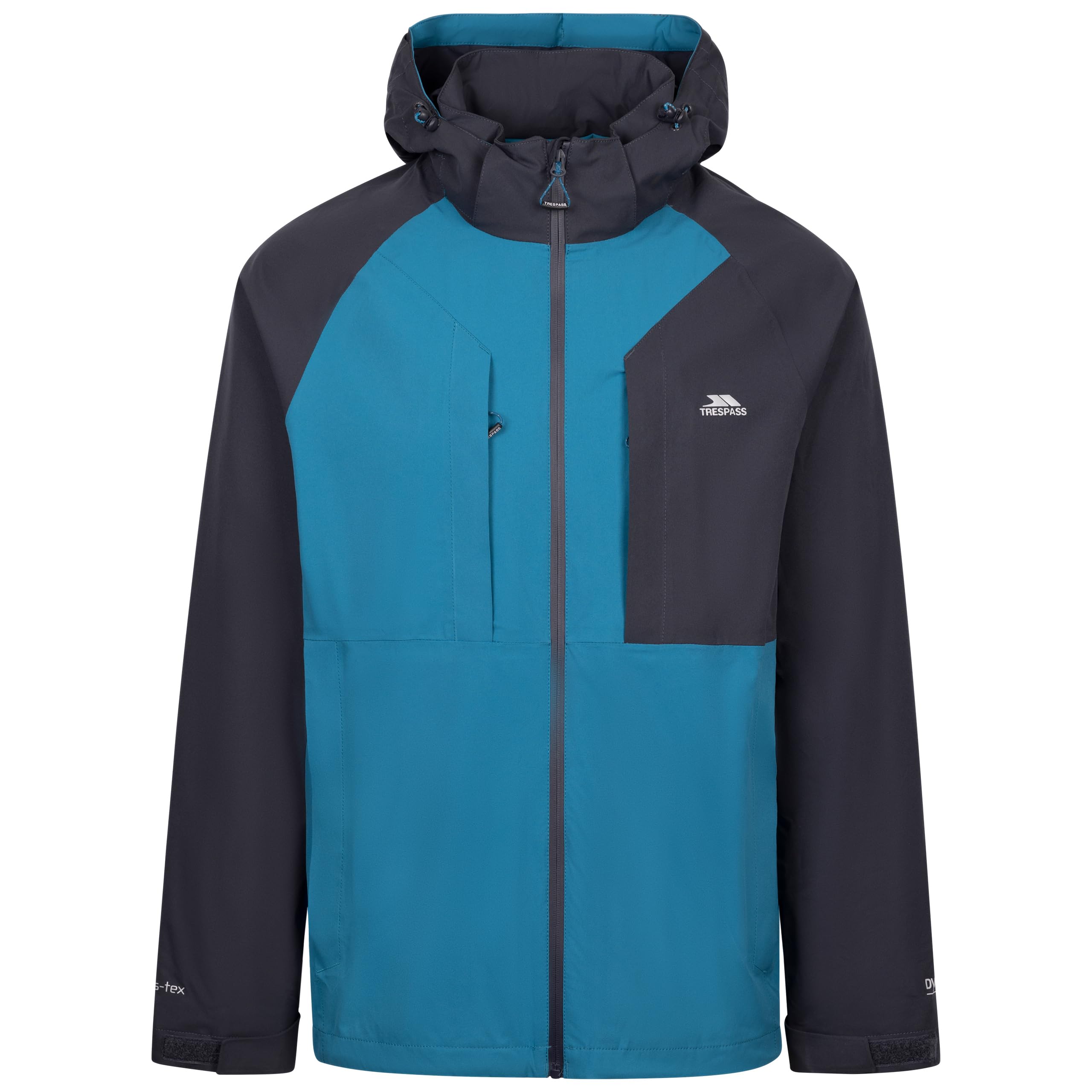 Trespass Mens Outdoor Waterproof Jacket Fala - Adjustable Zip-Off Hood, Water Repellent Front Zip, 4 Zip Pockets, Hem Drawcord, Adjustable Cuffs, Inner Pocket, Taffeta Lining, Windproof, Taped Seam