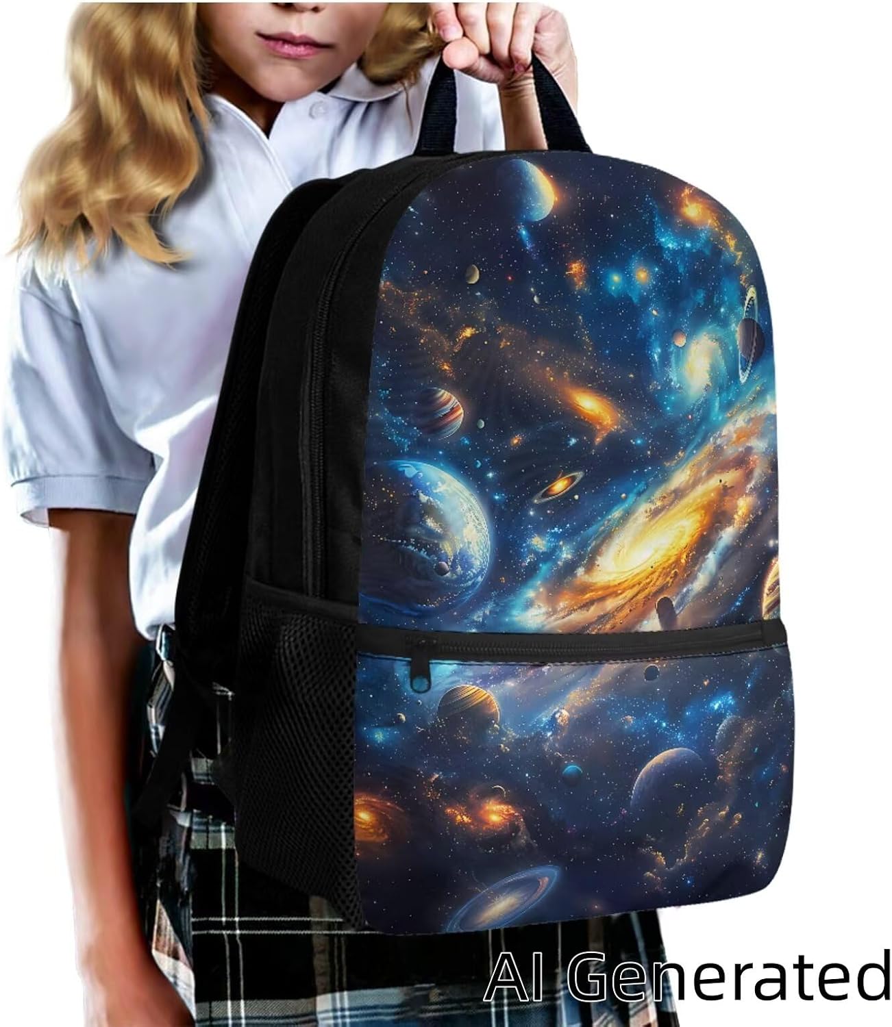 ZOUTAIRONG Kids 5 Piece Backpacks with Lunch Bags Pencil Case Large Capacity School Bag Planet Design 17 Inch Cartoon Backpacks for Elementary School