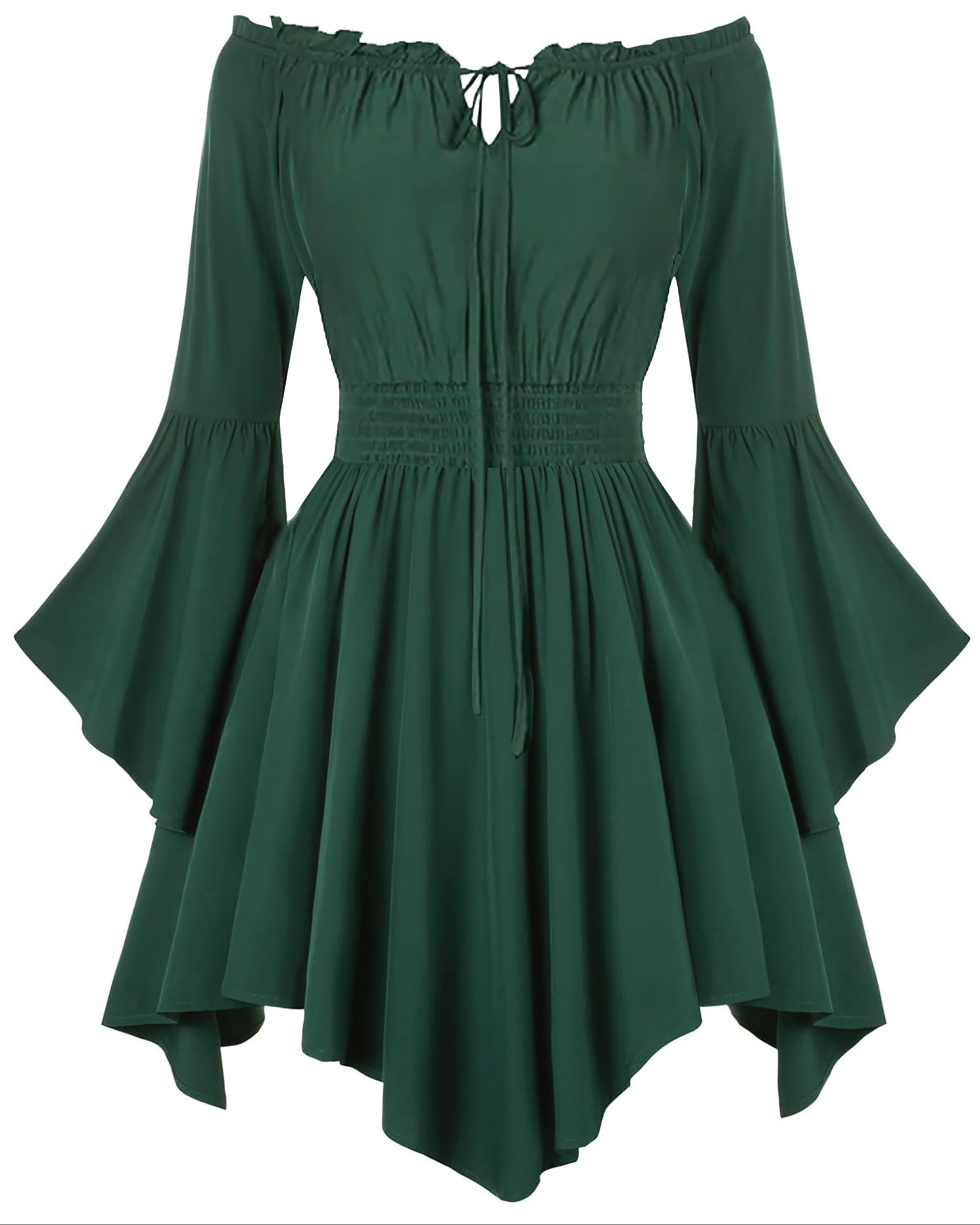 LUYANA Women Medieval Short Dress Off Shoulder Pirate Dress Green S โ image 1