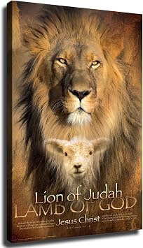 ESasam Lion of Judah Lamb of God Poster Picture Print Canvas Wall Art Bedroom Office Room Living Room Decor Gift unframed,24x36inch