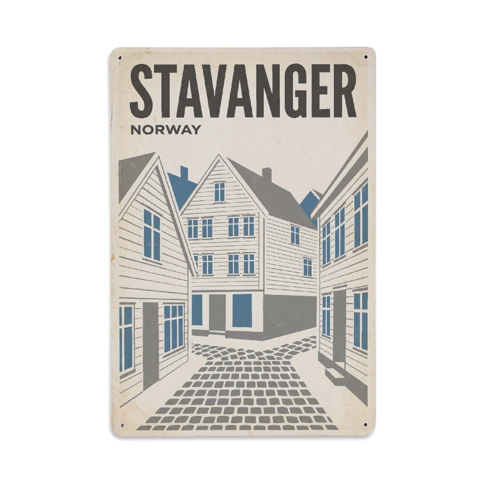 Norway Stavanger Vintage Travel Metal Tin Sign Plaque Wall Decor for Cafe, Club Bar, Office, Garden Metal Poster 8x12Inch