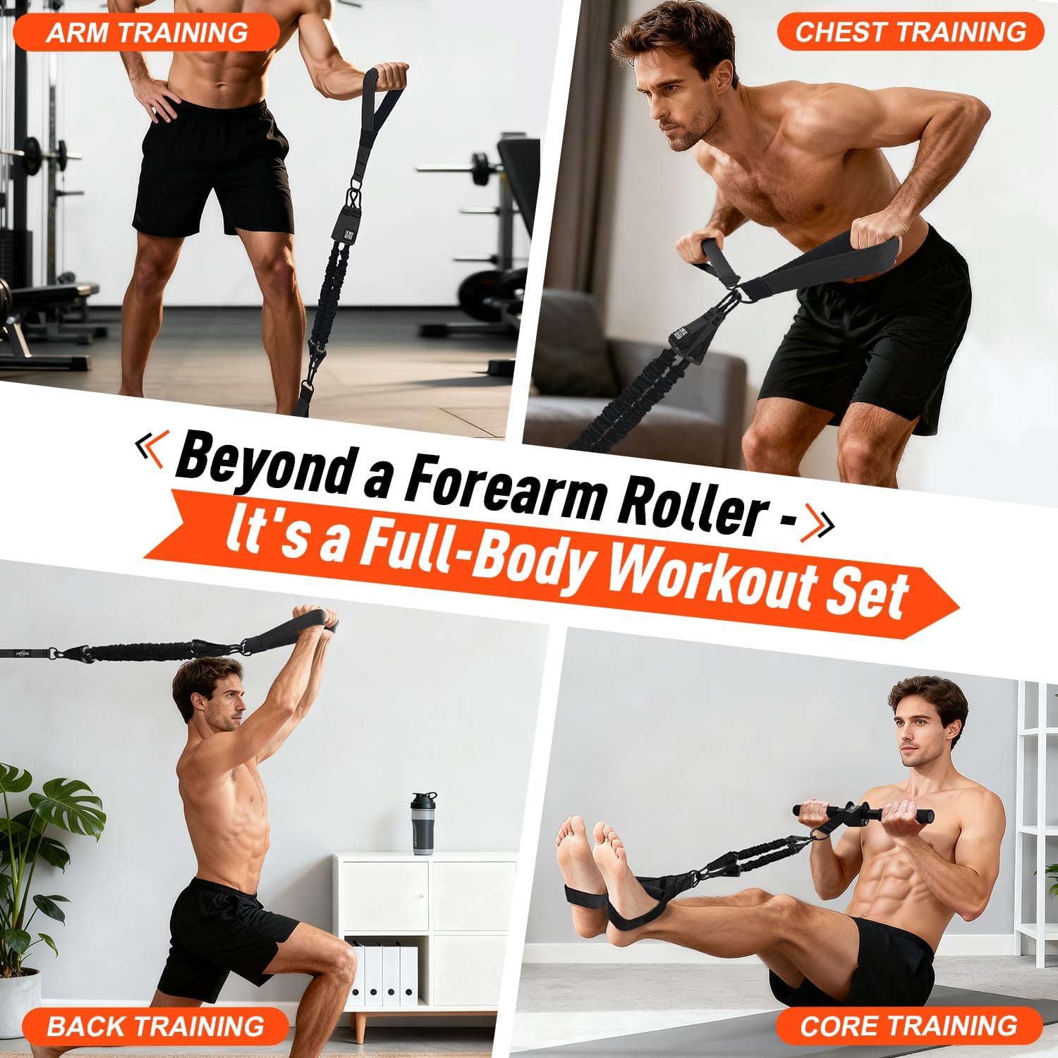 Forearm Strengthener and Wrist Roller with Resistance Bands, Resistance Bands for Working Out