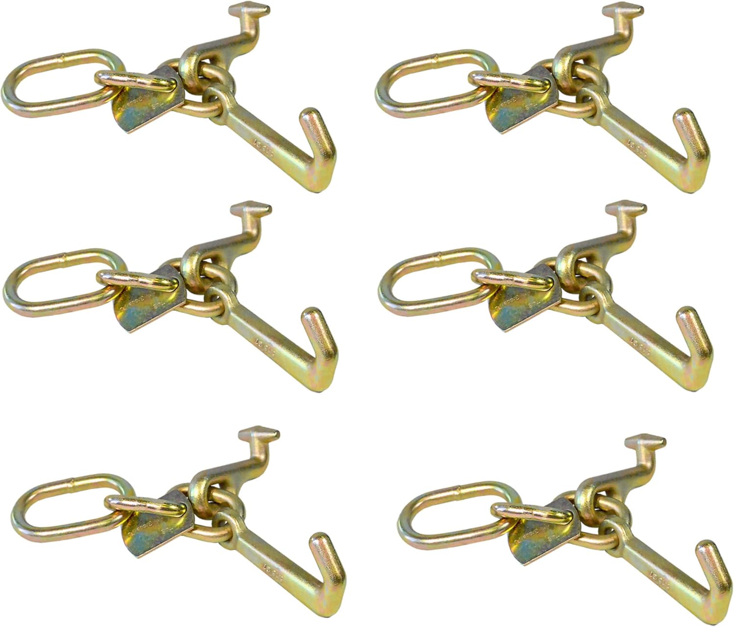 Mega Cargo Control 5/16" G70 TJ Cluster Hook w/Link | Towing Hooks for Tow Truck, Heavy Duty Wrecker Hauler, Hauler Trailer (2 - Pack)