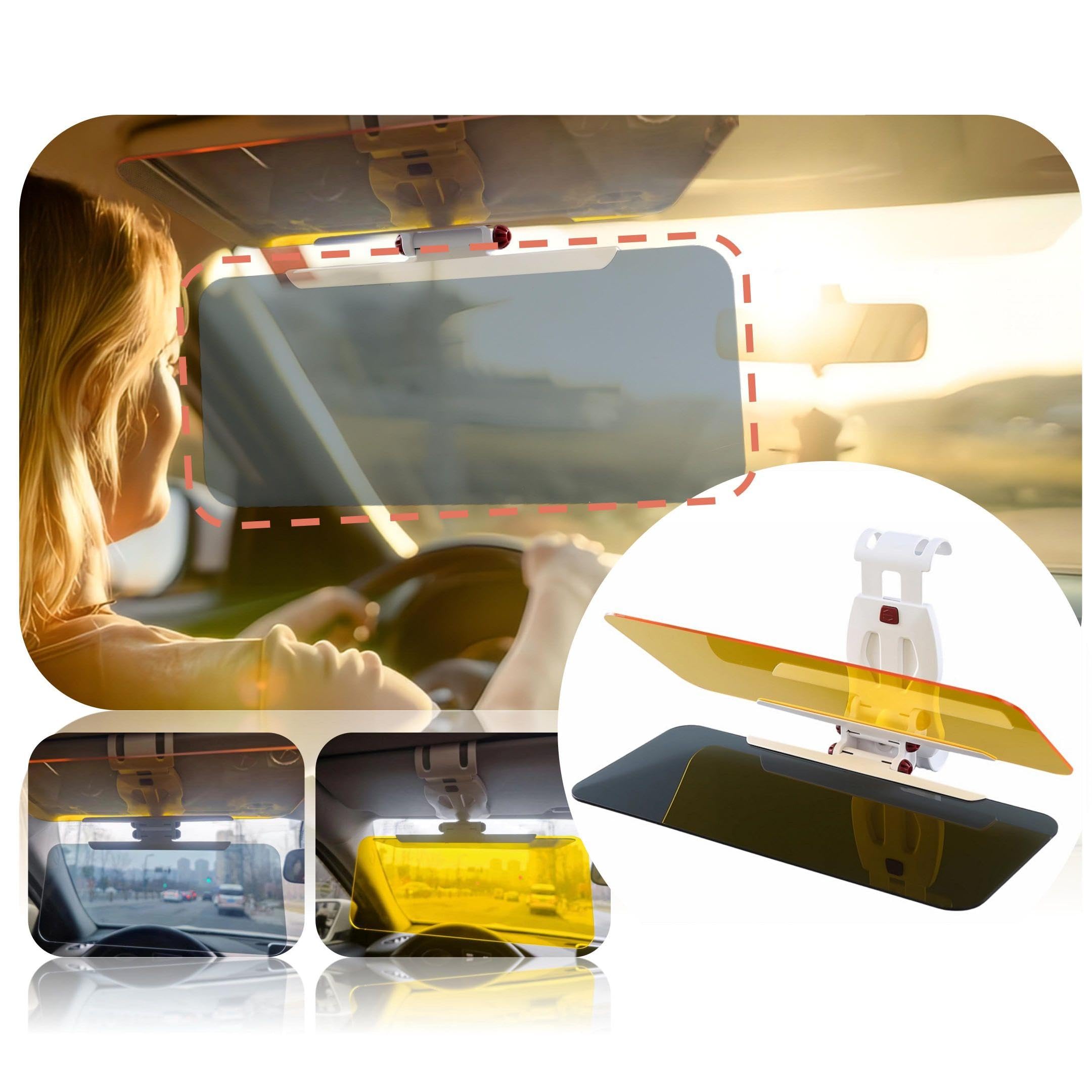 CaringTeth Sun Visor Extender, 2-in-1 car Visor Extender Sun Blocker Upgrade Cover with UV400 Protection, Anti-Glare for Day and Night Driving