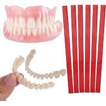 Asettlekit DIY Denture kit Convenient and Easy DIY dentures kit at Home Complete Make Your own dentures Kits for top and Bottom of Temporary Repair Missing Teeth red A1