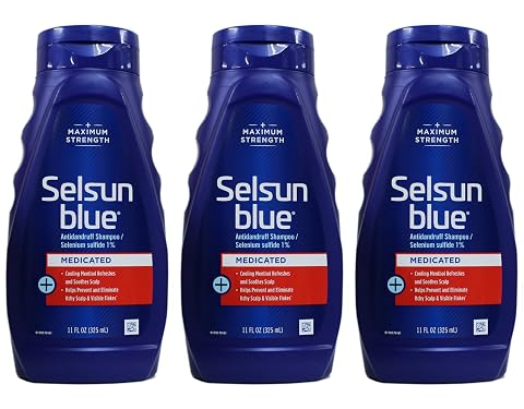 Selsun Blue Medicated Maximum Strength Dandruff Shampoo, 11 Ounce (Pack of 3)