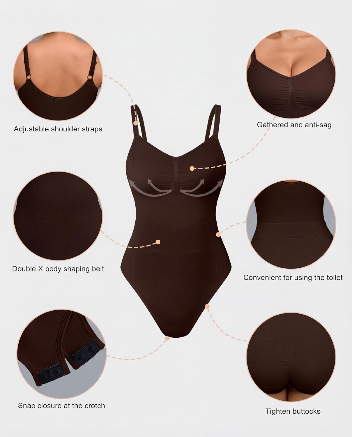 OQQ Women’s Shapewear Bodysuit Seamless Tummy Control Body Suit Soft Stretch Tank Top for Everyday Wear - Image 5