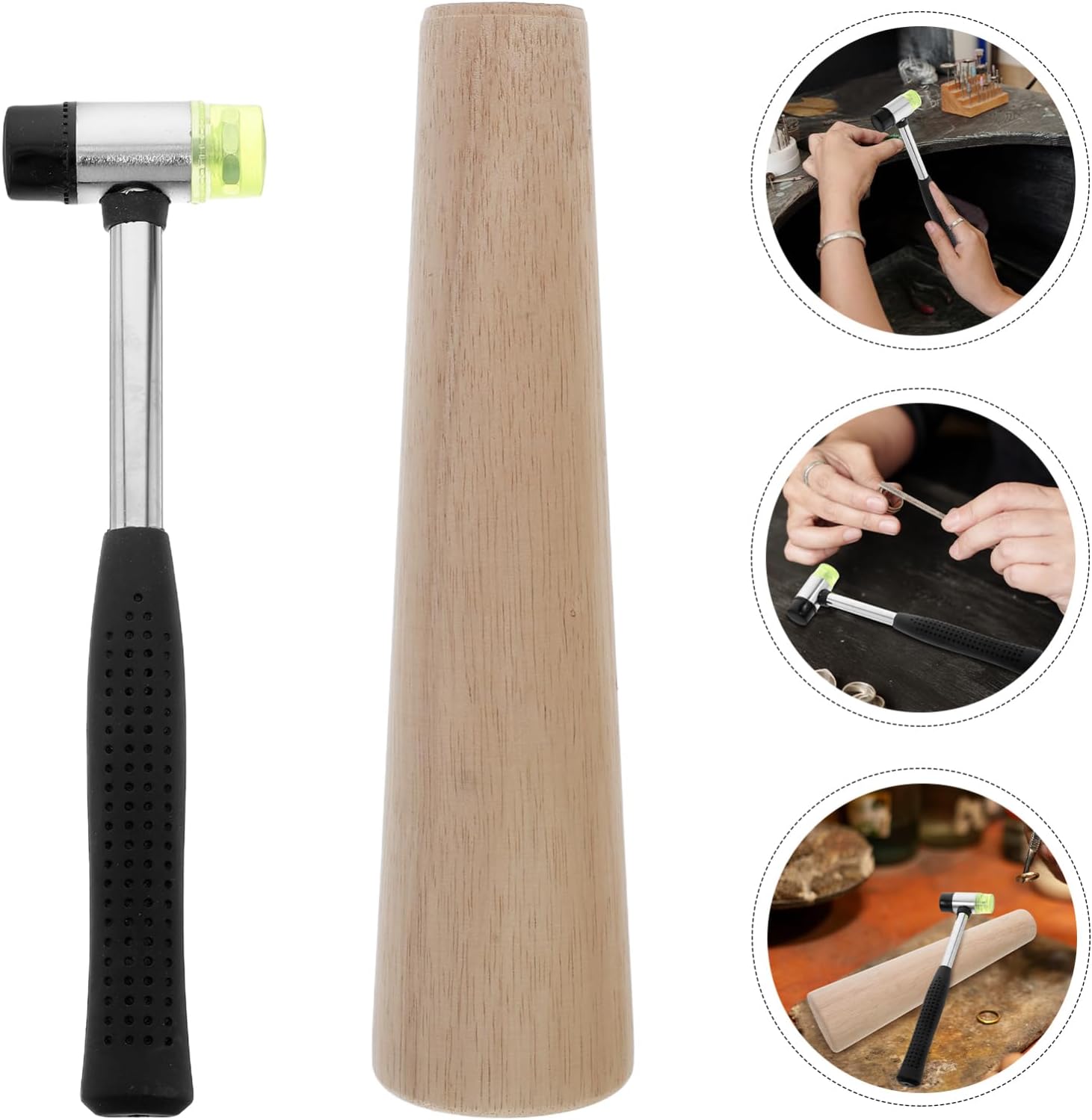 Homoyoyo 2pcs Jewelry Making Tools Ring Sizer Hammer Ring Measurer Enlarger Jewelry Hammer Carving Repair Kit for Resizing Shaping