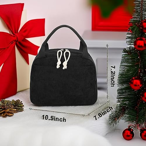 Miniatura 8 de Bluboon Bolsa de almuerzo para mujeres y hombres, linda bolsa de almuerzo de pana, reutilizable, aislada, gran capacidad, reutilizable, aislada,