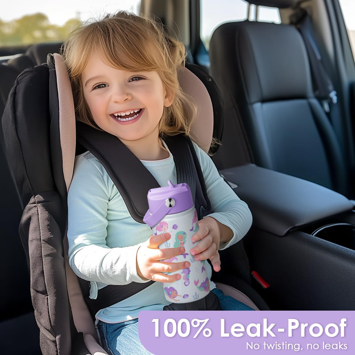 Mermaid Kids Water Bottle With Straw Lid 12oz Insulated Stainless Steel, Travel Tumbler, Gifts For Girls, Birthday, Christmas, Back To School - Image 5