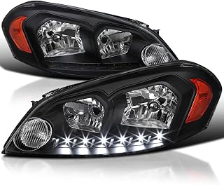 SPEC-D TUNING Black Clear SMD Led Headlights Compatible with 2006-2013 Chevy Chevrolet Impala, 2006-2007 Monte Carlo, 2014-2016 Impala Limited, L+R Pair Head Light Lamp Assembly