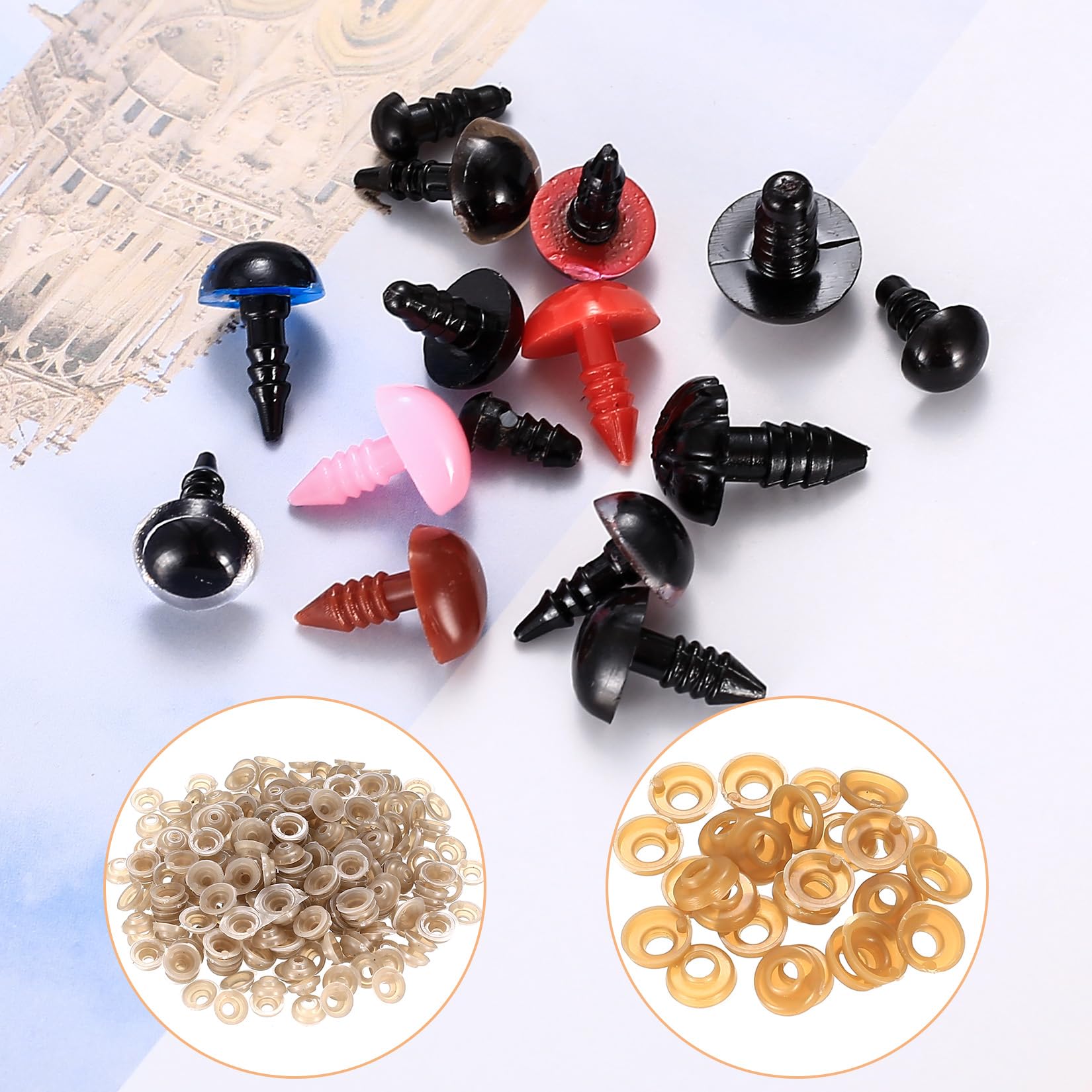 pzihao 752 stuks veiligheidsogen voor haakdieren, kunststof veiligheidsogen voor amigurumi met sluitringen, 5-12 mm veiligheidsogen en veiligheidsneuzen, set voor haken, knuffeldieren, poppenogen