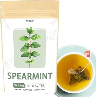 Organic Spearmint Tea, 100% Natural Spearmint Tea Bags, 30 Count, Caffeine Free & No Additives,Support Digestion & Stress Relief & High in Antioxidant & Natural Breath Freshener
