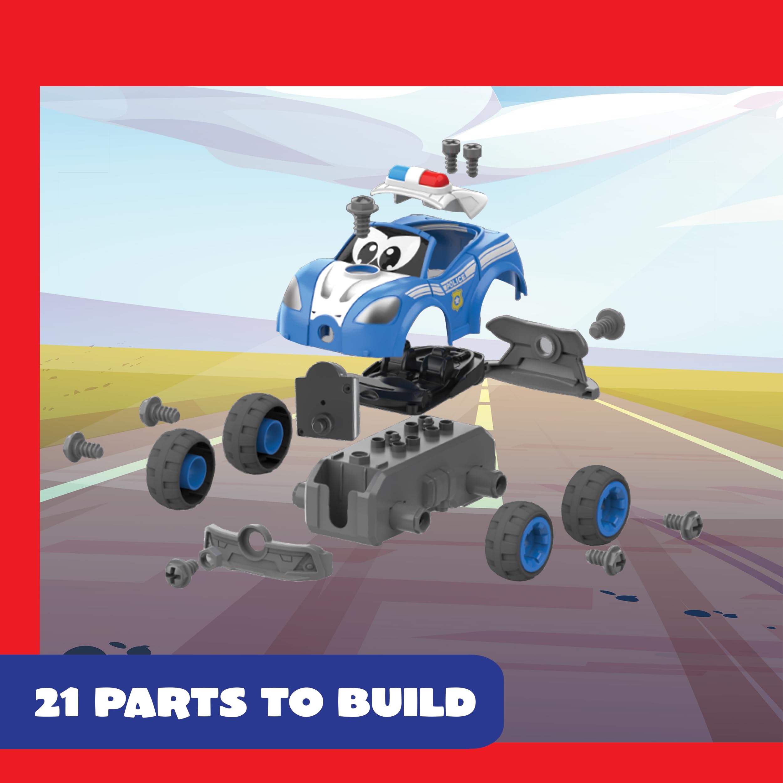 Silverlit Tooko Build My First Police Car Ages 3+, 22+ Piece RC Assembly Kit for Toddlers 2-in-1 Electric Screwdriver - Image 3