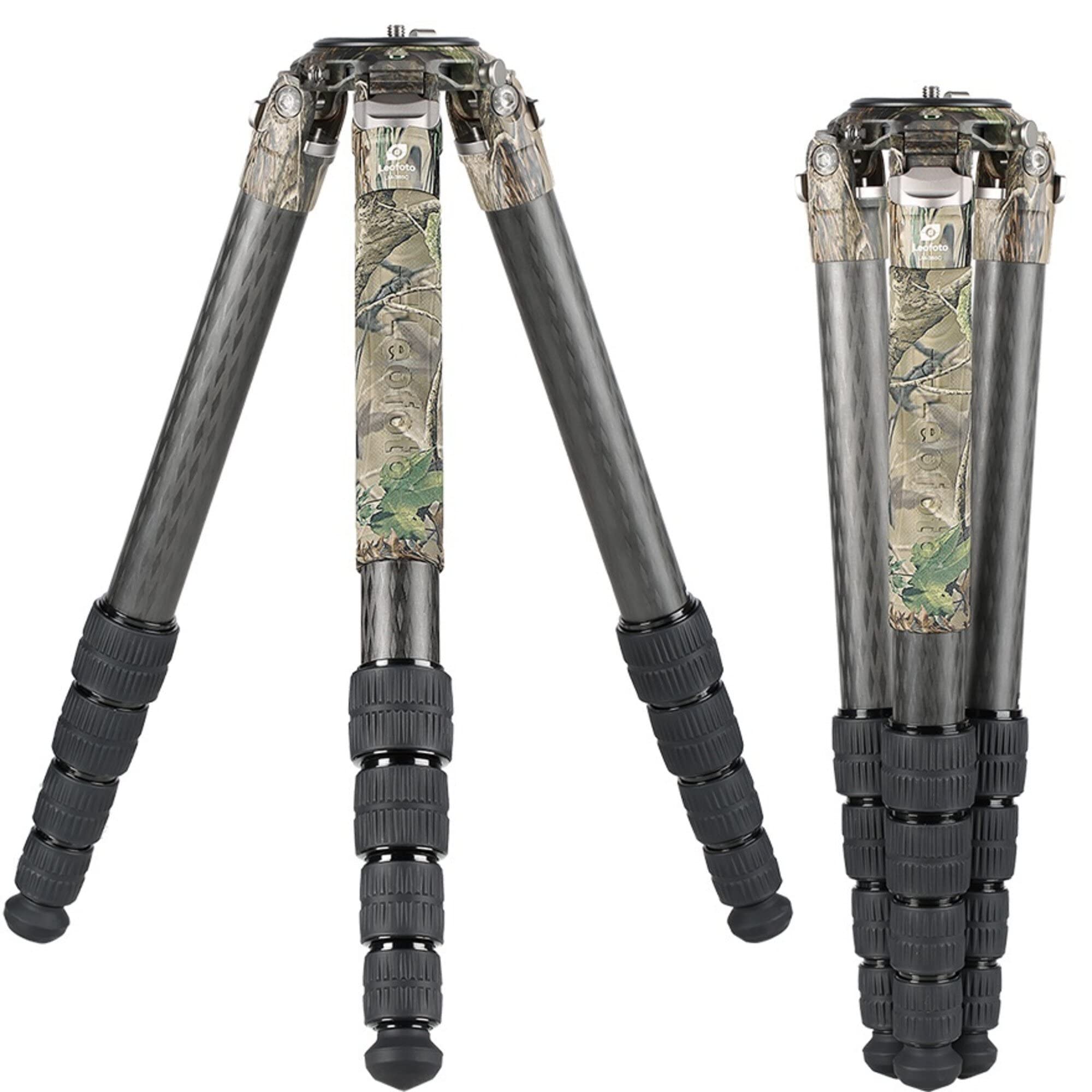 Leofoto - Summit - Treppiede in carbonio - Altezza massima: 154 cm - Altezza min. 8 cm - Per fotocamere e obiettivi più grandi e pesanti - Leggero - LM-365C - Camo