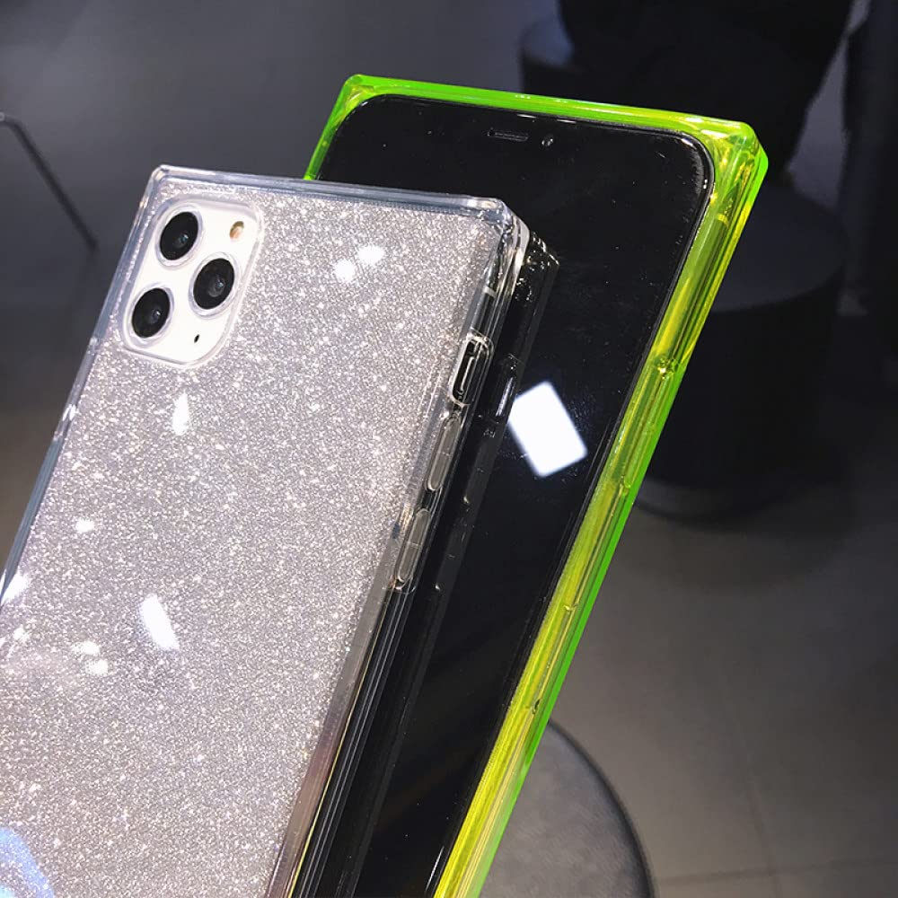 Custodia per telefono trasparente quadrata di colore fluorescente per