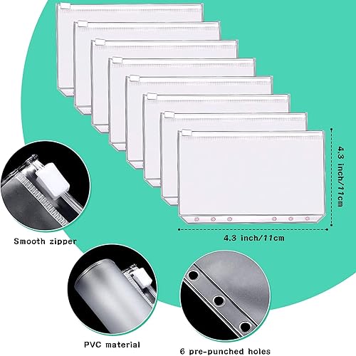 Miniatura 4 de Carpeta de piel sintética para planificar presupuestos A6 de 6 colores con sobres de efectivo con cremallera y hojas de presupuesto de gastos, libro