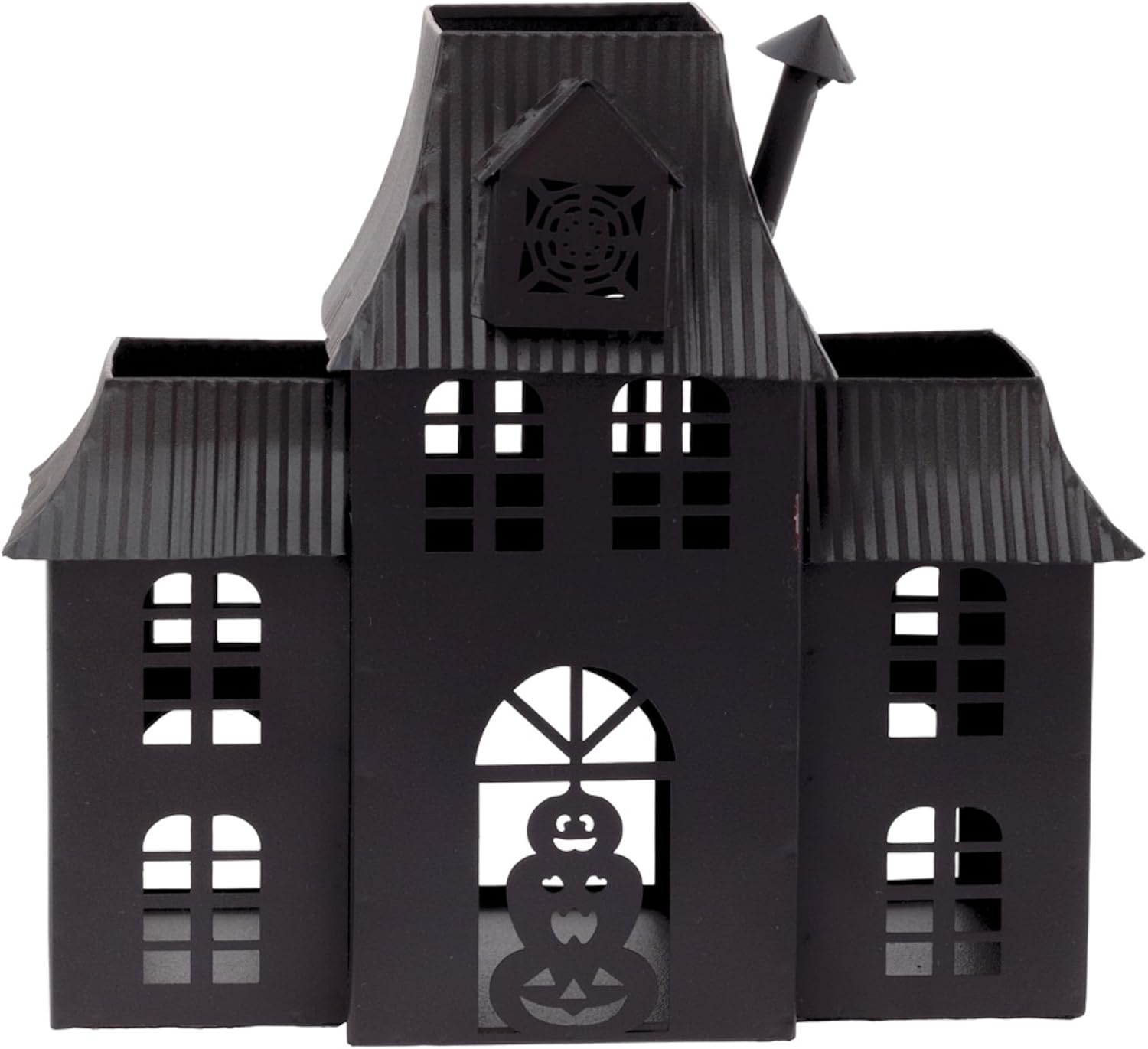 Boston International Halloween Village Black Metal Houses Tabletop Decorations for Home, 10.25" x 9.5", Haunted Mansion