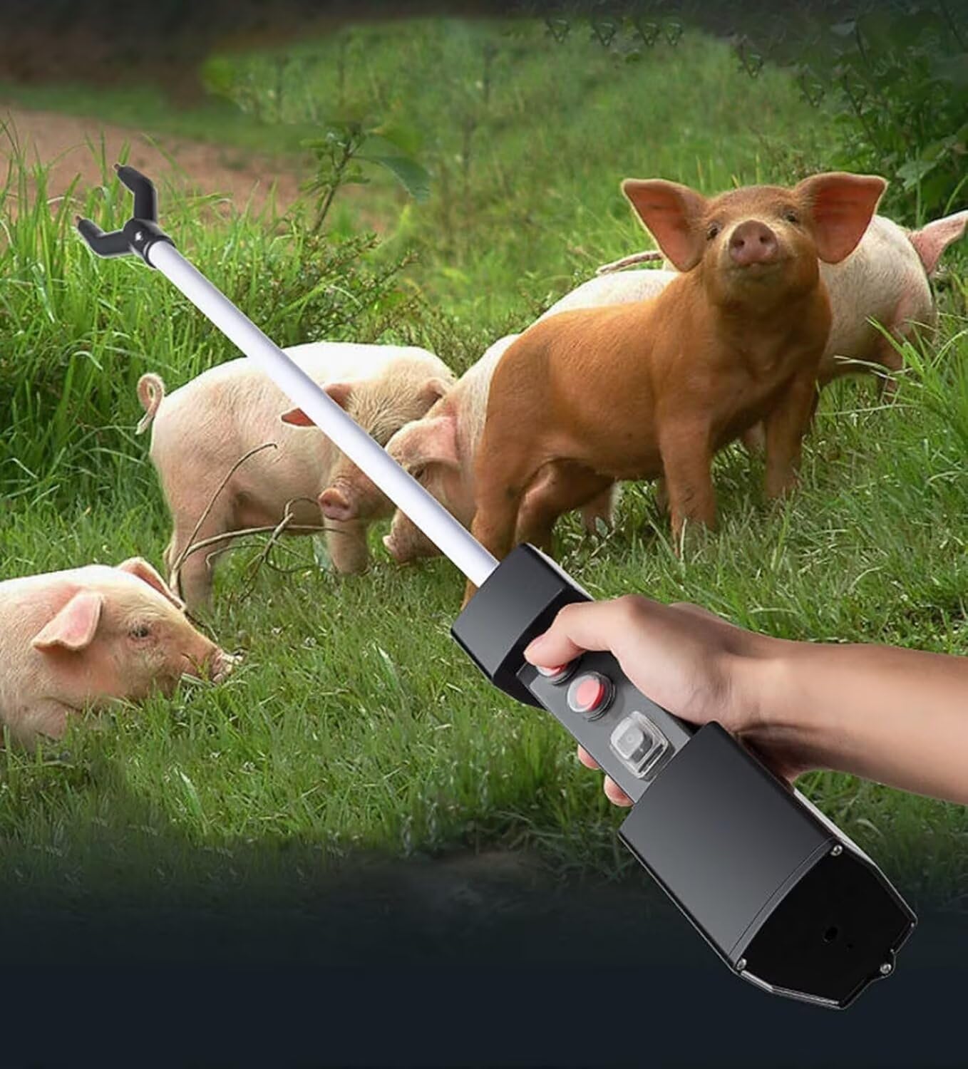 Palo eléctrico para ganado, impermeable, recargable, eléctrico, para aturdir animales, para vaca, cerdo, ganado, cabras, perro grande y más, funciona con pilas