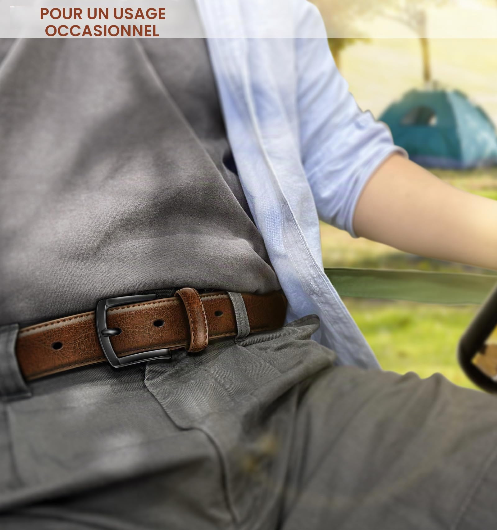 KEMISANT Ceinture Homme 2 Paquet, Ceinture Cuir pour Jeans Travail Décontractée,31mm,Taille Fixe