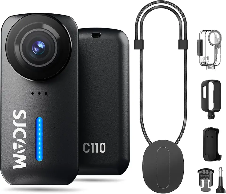 SJCAM C110Plus, câmera de ação de bolso 4K POV, vídeo FOV de 170°, estabilização de 6 eixos, mini câmera corporal, impermeável, câmera vestível para esportes de viagem, microfone embutido para