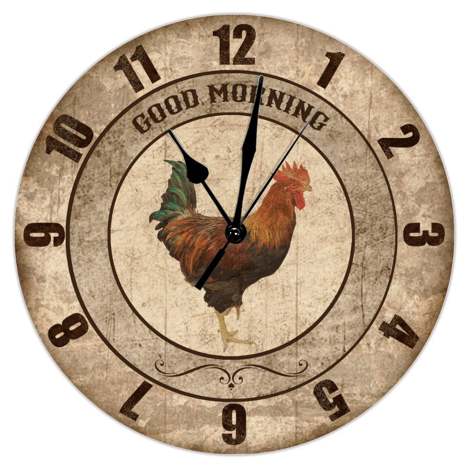 Horloge murale en bois coq pour décorer une buanderie ou chambre